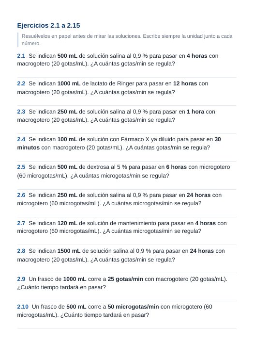 Ejercicios de goteo